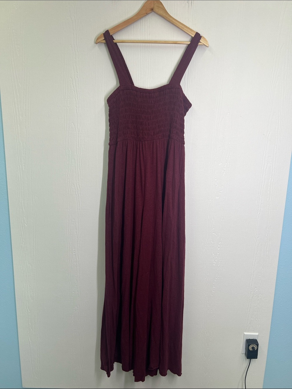 Free People - Beach Homecoming Burgundy Smocked Bodice Wide Leg Jumpsuit Small - Picture 8 of 11